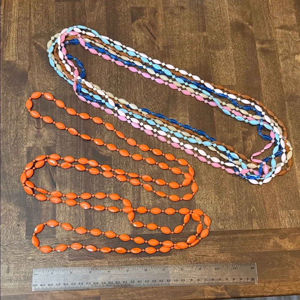 Vintage Pop It Multicolor & Orange Bead Strand Necklaces - Women Accessories